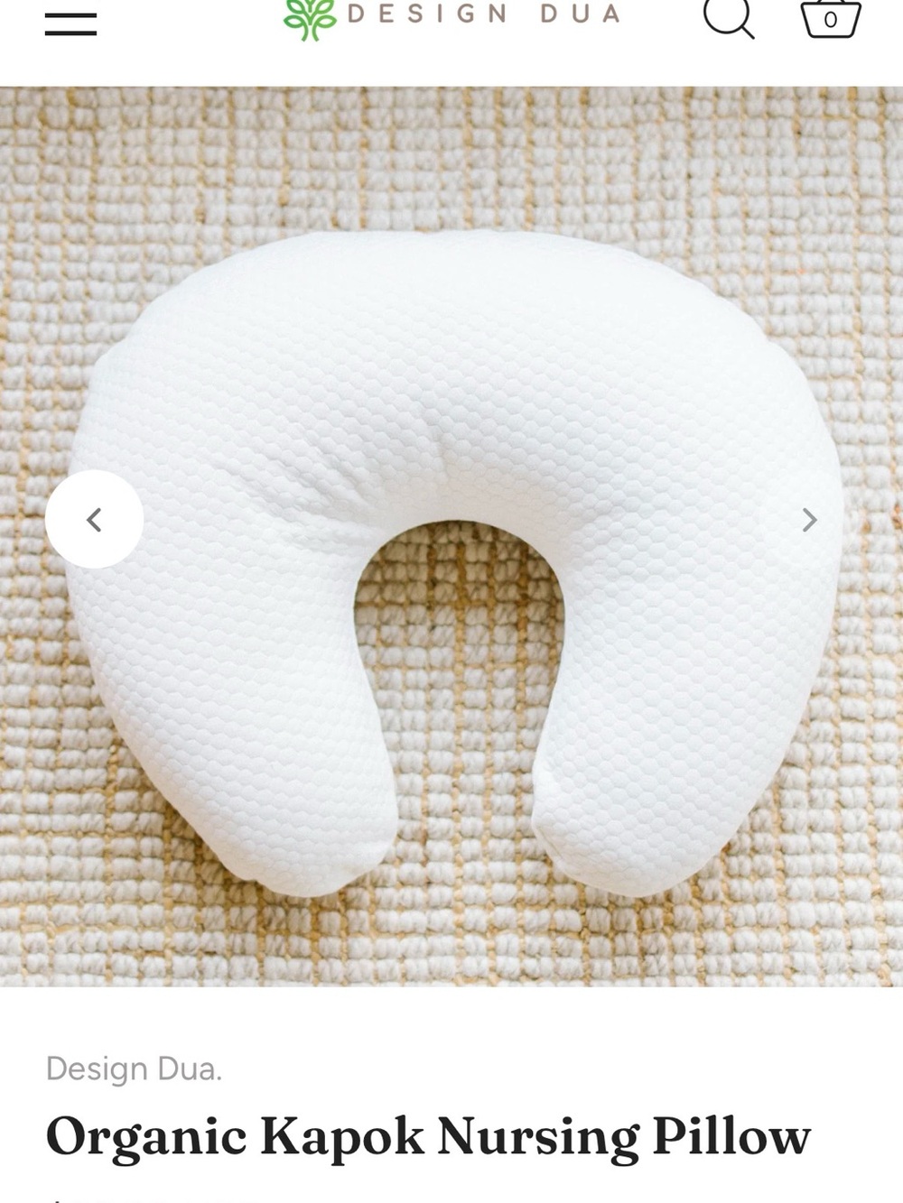 Design Dua Organic Canvas Nursing & Infant Support Pillow w/ Cotton Ivory Cover - Picture 2 of 6